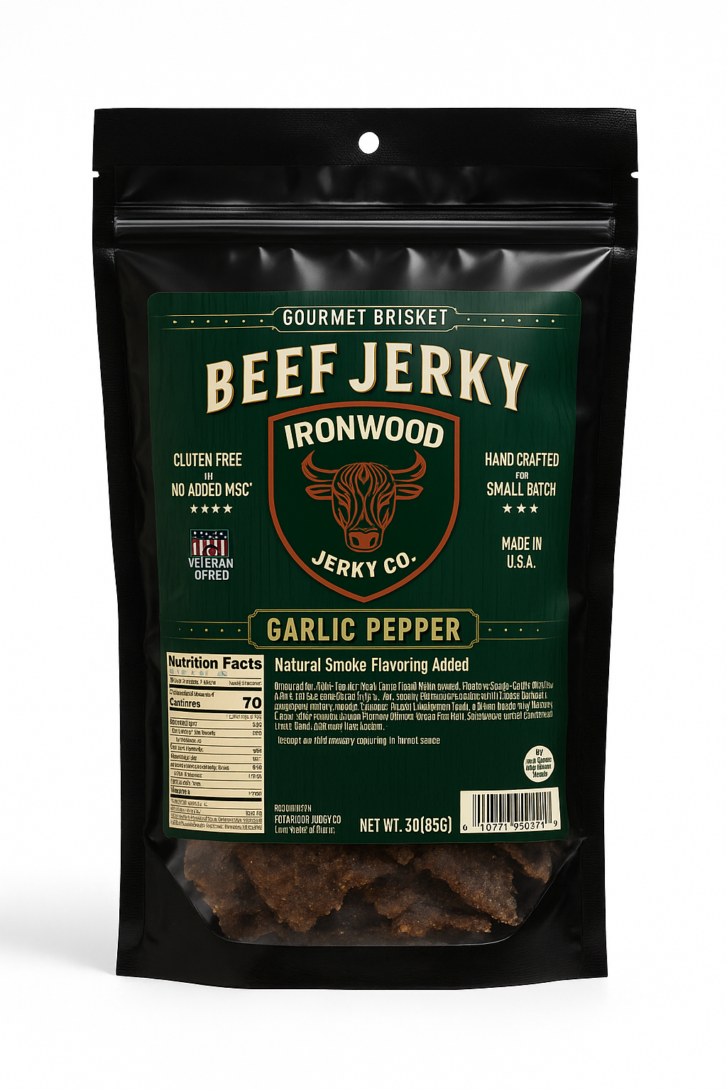 Garlic Pepper Brisket Beef Jerky - (GLUTEN FREE)