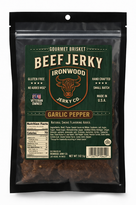 Garlic Pepper Brisket Beef Jerky - (GLUTEN FREE)